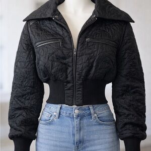 bebe Black Quilted Bomber Jacket